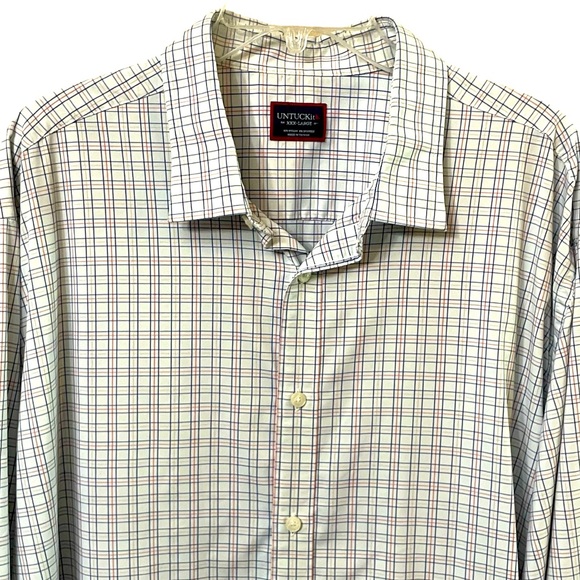UNTUCKit Other - UNTUCKit Shirt Mens 3XL White Blue Plaid Nylon Performance Stretch Long Sleeve